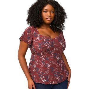TORRID NEW Plus Size Challis Sweetheart Neck Short Sleeve Peplum Top 3X